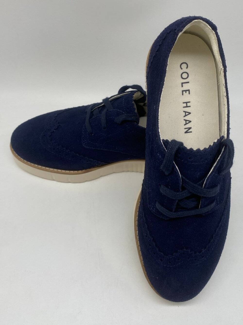 COLE HAAN GRAND CITY PLATFORM OXFORD NAVY SUEDE US WOMEN SIZE 6B